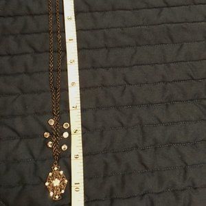 Necklace Black/Gray metal with clear glass